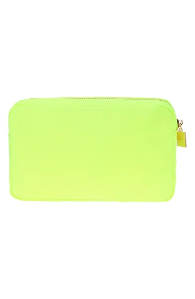 Shop Bloc Bags Medium Flamingo Cosmetic Bag In Neon Yellow
