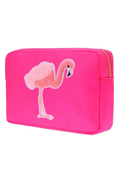 Shop Bloc Bags Medium Flamingo Cosmetic Bag In Hot Pink