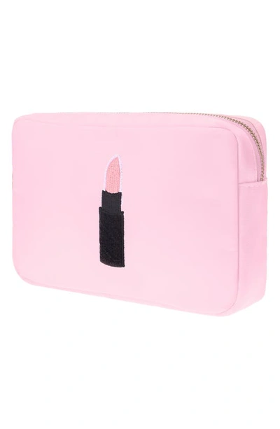 Shop Bloc Bags Medium Lipstick Cosmetic Bag In Baby Pink