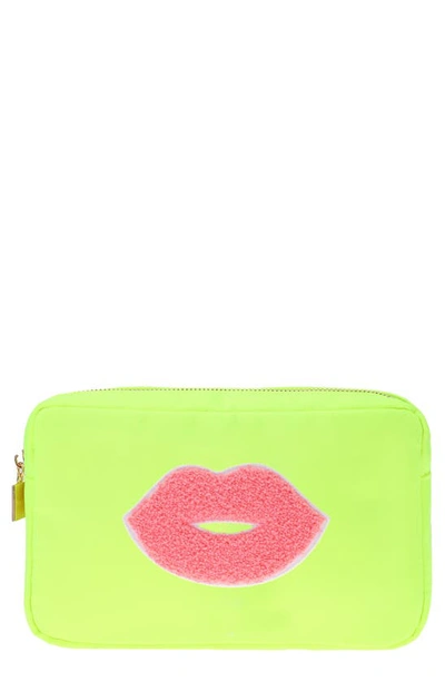 Shop Bloc Bags Medium Kiss Cosmetic Bag In Neon Yellow