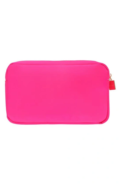 Shop Bloc Bags Medium Smiley Cosmetics Bag In Hot Pink