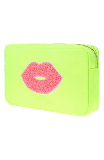 Shop Bloc Bags Medium Kiss Cosmetic Bag In Neon Yellow