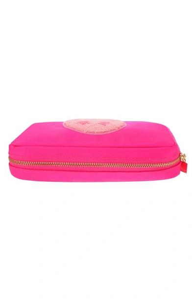 Shop Bloc Bags Medium Smiley Cosmetics Bag In Hot Pink