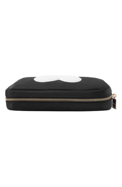 Shop Bloc Bags Medium Heart Cosmetic Bag In Black/ White