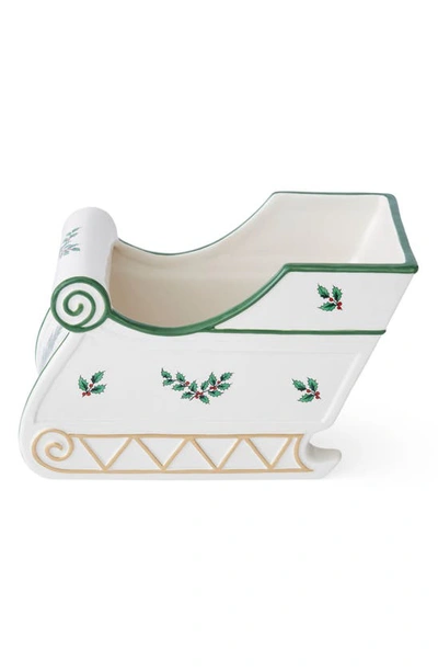Spode Christmas Tree Figural Sleigh Centerpiece In Green