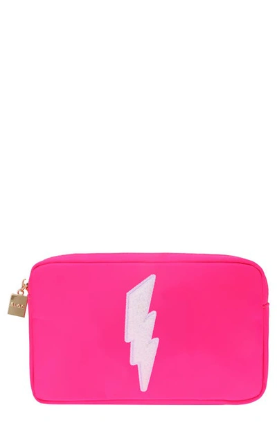 Shop Bloc Bags Medium Lightning Bolt Cosmetics Bag In Hot Pink