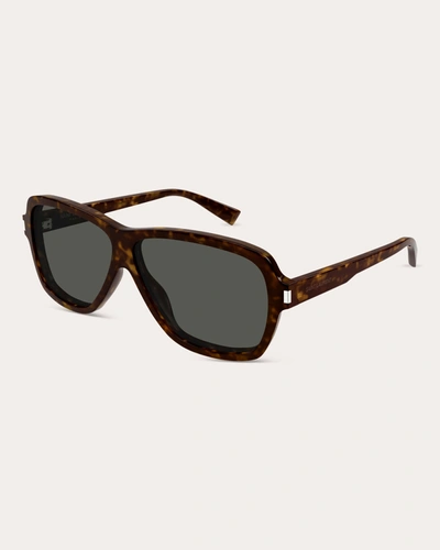 Shop Saint Laurent Women's Carolyn Shield Sunglasses In Brown