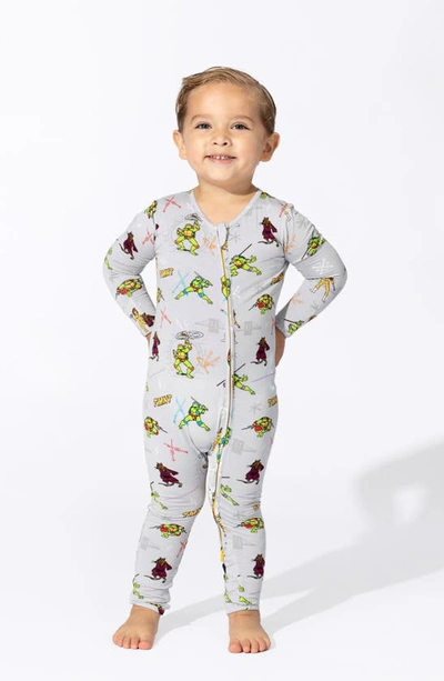 Shop Bellabu Bear Kids' X Teenage Mutant Ninja Turtles Fitted Convertible Footie Pajamas In Grey
