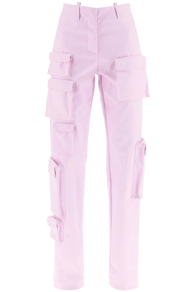 Shop Off-white Off White Gabardine Cargo Pants In Pink Cotton