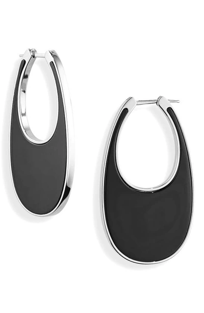 Shop Coperni Swipe Large Lacquered Enamel Earrings In Black