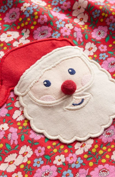 Shop Mini Boden Kids' Floral Santa Appliqué Fleece Tunic Top In Brilliant Red Festive Flower