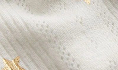 Shop Mini Boden Kids' Gold Star Pointelle Long Sleeve T-shirt In Ivory Gold Star