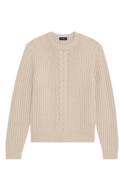 Shop Theory Vilare Dane Crewneck Sweater In Light Beige Melange - 1in