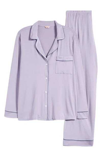 Shop Eberjey Gisele Jersey Knit Pajamas In Delphinium/ Nightshadow Blue