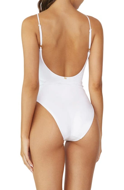 Shop Pq Swim Link Belted One-piece Swimsuit In Water Lily