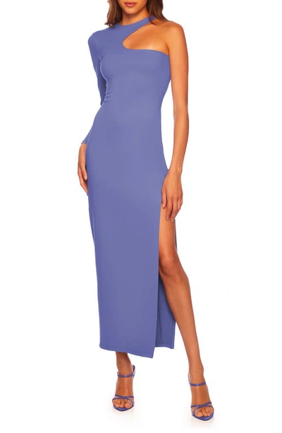 Shop Susana Monaco Cutout One-shoulder Long Sleeve Dress In Purple