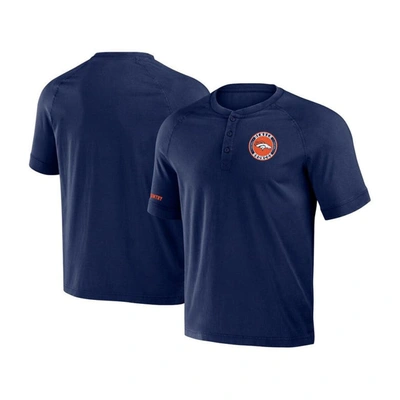 Shop Nfl X Darius Rucker Collection By Fanatics Navy Denver Broncos Washed Raglan Henley T-shirt