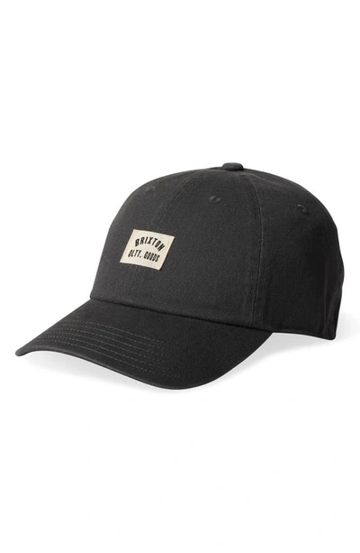 Shop Brixton Woodburn Twill Baseball Cap In Black Vintage Wash