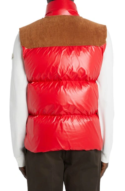 Shop Moncler Ardeche Mixed Media 750 Fill Power Down Puffer Vest In Red