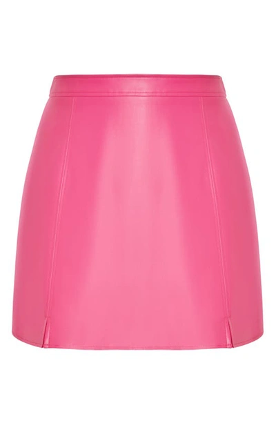 Shop City Chic Lanie Faux Leather Skirt In Vibrant Pink
