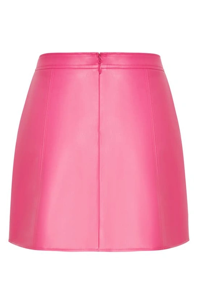 City Chic Lanie Faux Leather Skirt In Vibrant Pink