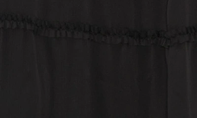 Shop Cece Ruffle Long Sleeve Satin Maxi Dress In Rich Black