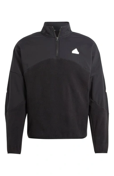 Shop Adidas Sportswear Future Icon 3-stripes Oversize Quarter Zip Pullover In Black