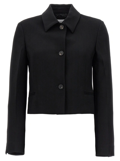 Shop Ferragamo Single Breasted Short Jacket Jackets In Black