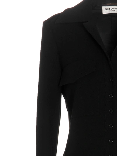 Shop Saint Laurent Double Sablè Long Dress Dresses Black