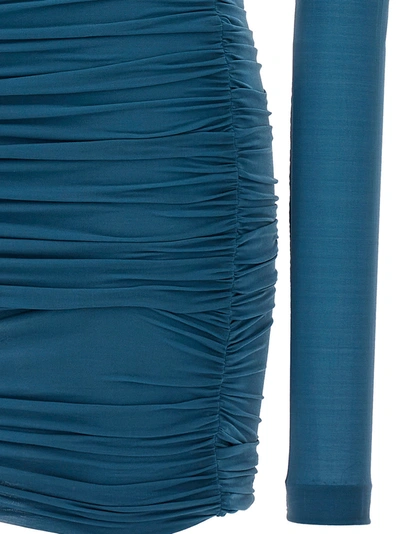 Shop Saint Laurent Draped Jersey Dress Dresses Blue