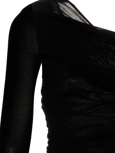 Shop Saint Laurent Draped Long Dress Dresses Black