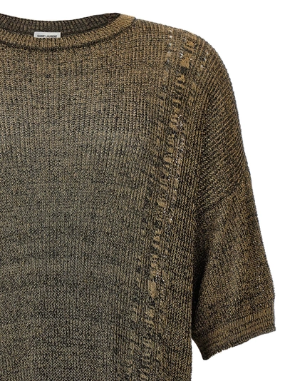 Shop Saint Laurent Gold Thread Sweater Sweater, Cardigans Gold