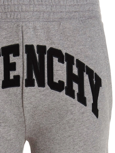 Shop Givenchy Logo Embroidery Joggers Pants Gray