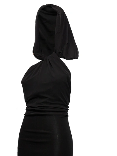 Shop Saint Laurent Long Hooded Dress Dresses Black