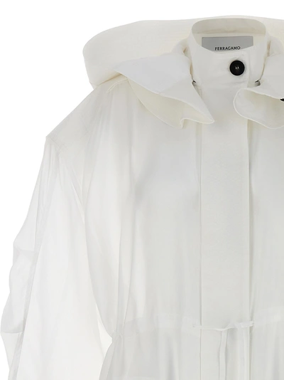 Shop Ferragamo Organza Unlined Trench Coat Coats, Trench Coats White