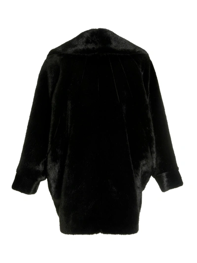 Shop Saint Laurent Oversize Faux  Coat Fur Black