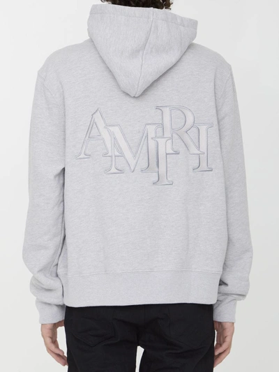 Shop Amiri Staggered Hoodie In Grey