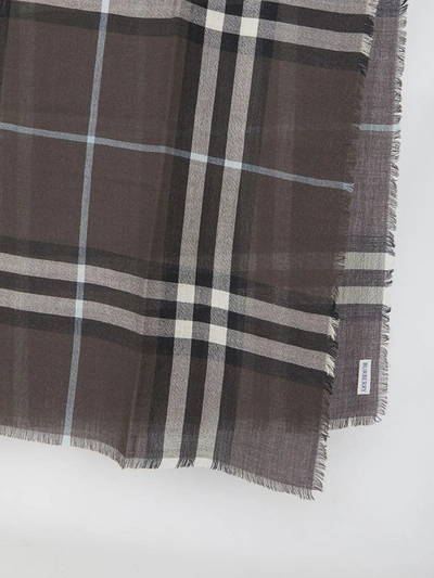 Shop Burberry Check Wool Scarf In Green