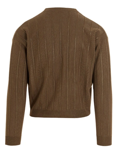 Shop Saint Laurent Ribbed Knit Cardigan Sweater, Cardigans Beige