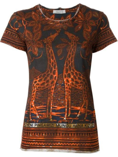 Shop Valentino Giraffe Print T-shirt
