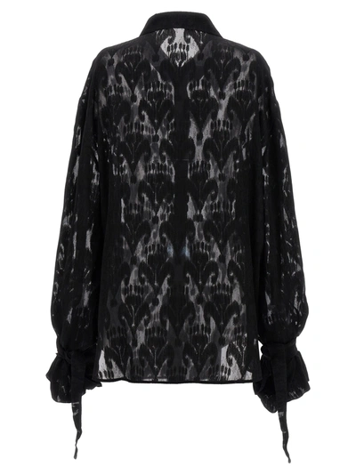 Shop Saint Laurent Transparent Silk Pattern Shirt. Shirt, Blouse Black