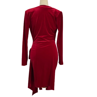 Pre-owned Alexandre Vauthier Red Plunge Neck Faux Wrap Mini Dress