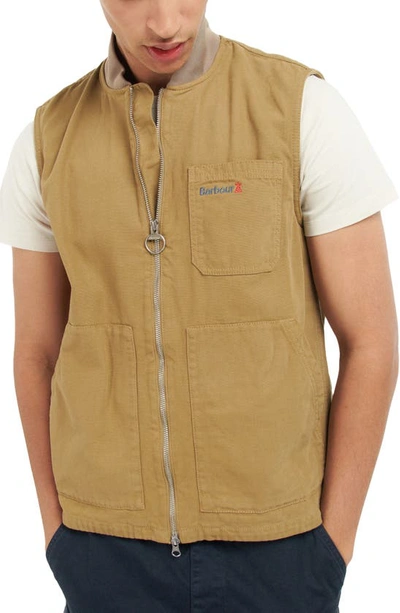 Shop Barbour Tin Cotton Vest In Military Brown