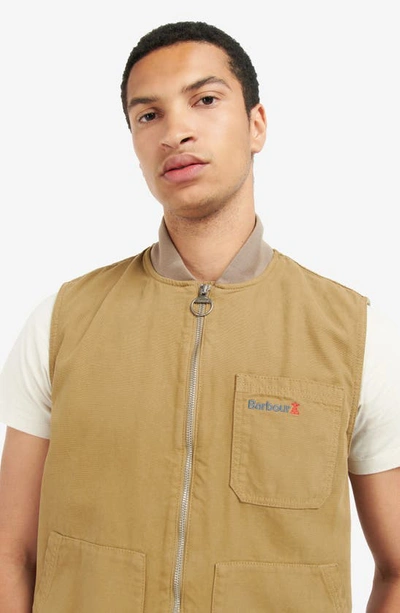 Shop Barbour Tin Cotton Vest In Military Brown