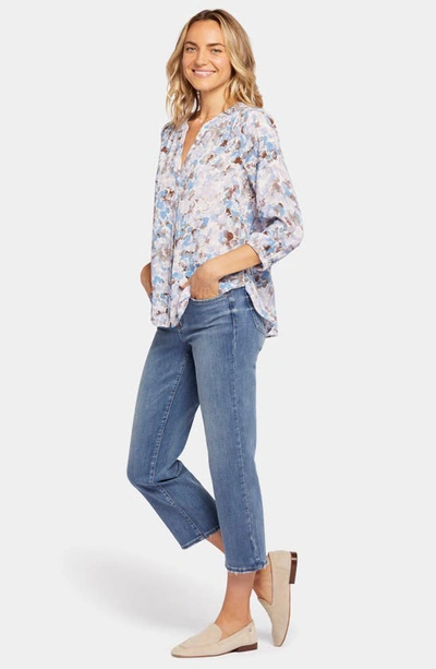 Shop Nydj High-low Crepe Blouse In Becca Bouquet