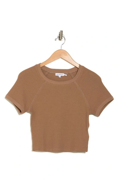 Shop Good American Thermal Raglan Sleeve Crop T-shirt In Putty001