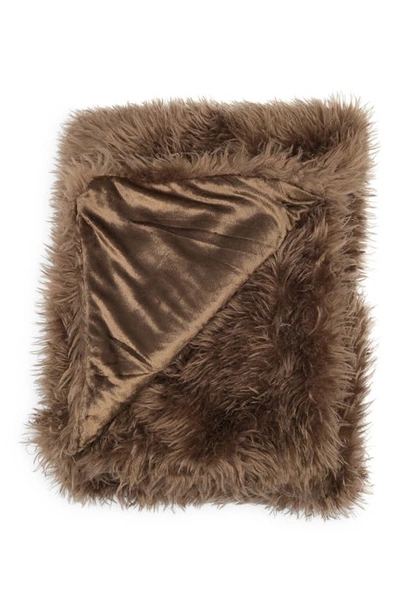 Shop Northpoint Faux Fur Throw Blanket In Nutmeg