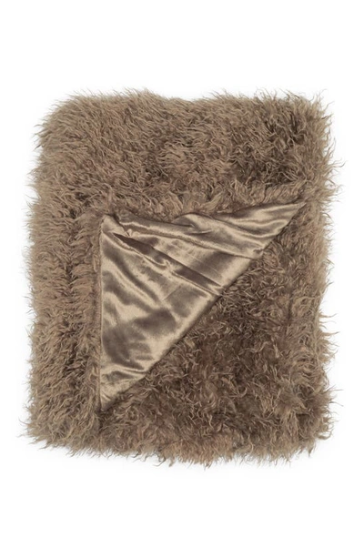 Shop Northpoint Faux Fur Throw Blanket In Taupe