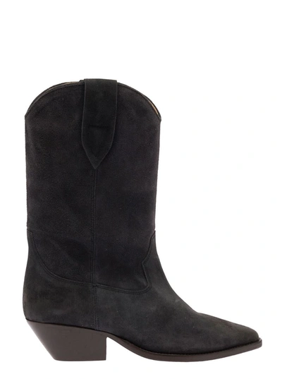 Shop Isabel Marant 'duerto' Black Western Style Boots In Suede Woman