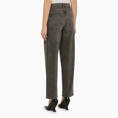 Shop Agolde Grey Denim Deconstructed Jeans In Black